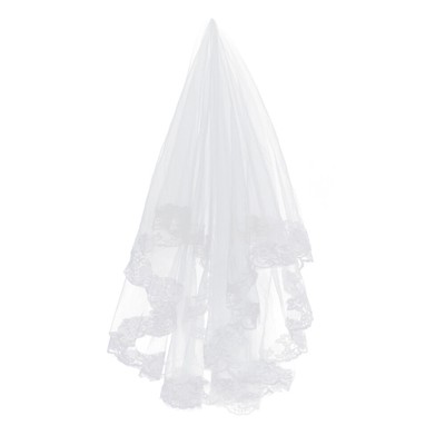  Wedding Veils for Brides White Mantilla Embroidery Lace Miss