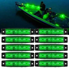 10 Pcs Marine Boat LED Deck Courtesy Lights Waterproof Green Stern Transom Light