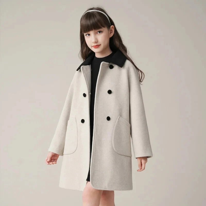 Niñas Abrigo de Lana Abrigo Chaqueta Cortavientos Invierno Ropa para Niños Foto 4 de 4