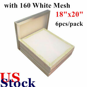 USA 6pcs 18"x20" Aluminum Frame Silk Screen Printing Screens with 160 White Mesh 