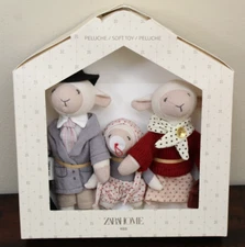 NEW Zara SHEEP FAMILY PLUSH TOY SET of 3 Dollhouse Size Lamb Mom Dad fits Maileg