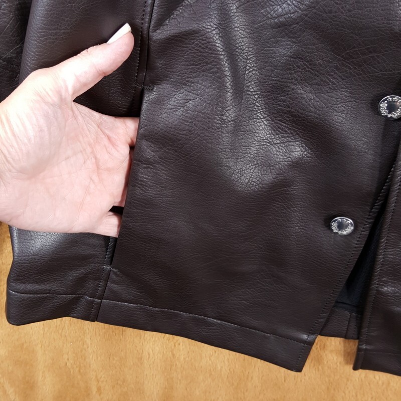 SEFR Jacket Mens XL Coffee Brown Button Up Faux Leather FRANCIS
