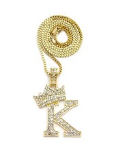 NEW LETTER "K" CROWN MICRO PENDANT 24" VARIOUS CHAIN FASHION NECKLACE XZ160