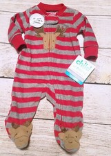 NWT Carters,Child Mine FLEECE Footed ZIP SLEEPER Sleep Play Boys RED REINDEER