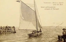 Postcard - Viareggio - pleasure boat seen from the pier - 1912