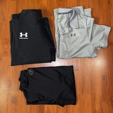 X3 Under Armour YLG Puller-over Crew Top/long sleeve  dress Polo shirt lot 
