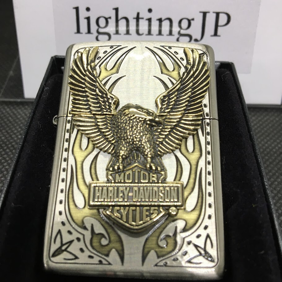 Zippo Harley Davidson HDP-73 Bald Eagle Nickel Gold Metal Lighter