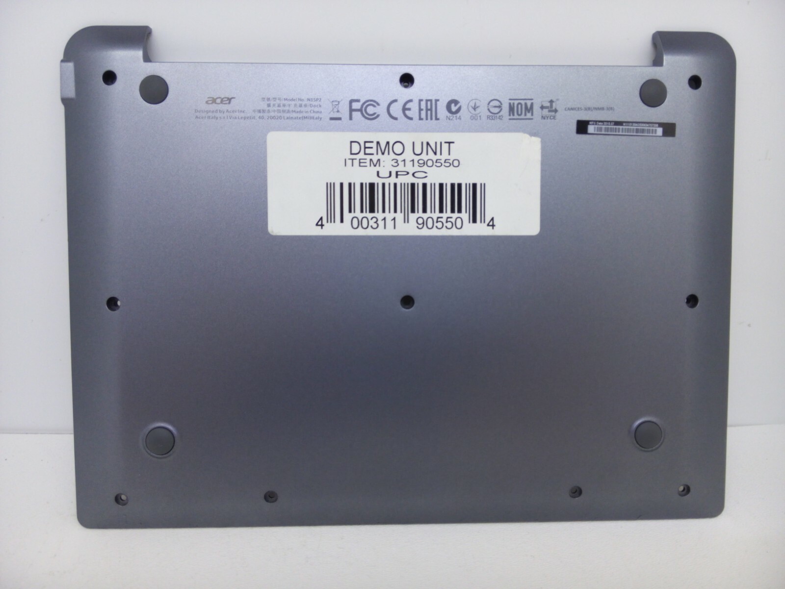 Acer One 10 N15P2 Genuine Bottom Case Base Cover W/Rubbers -