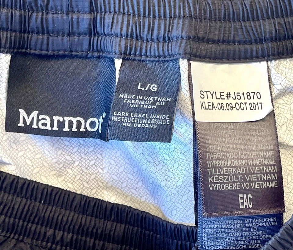 Pantalones Impermeables Marmot PreCip Niños Grandes Negros Nylon Senderismo Lluvia Embalables Foto 4 de 4