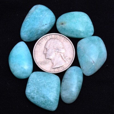6 Pcs Natural Amazonite 21mm-24mm Cabochon Untreated Loose Gemstones Wholesale