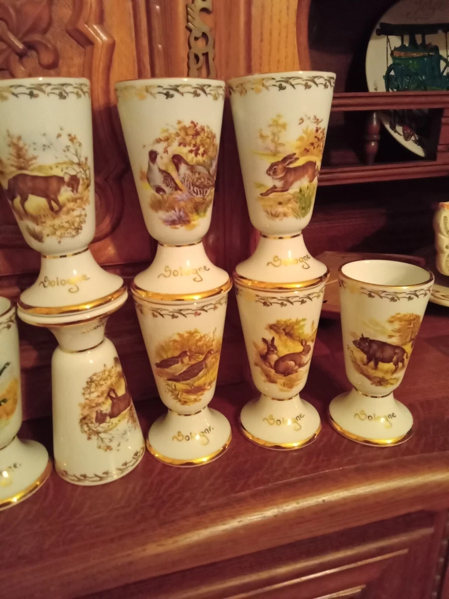 Lot De 4 Mazagrans Porcelaine De Paris - Décor Calèches - Multicouleur - Occasion