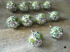 10 Painted Ceramic Drawer Leaf Knobs Pulls Handle Cabinet Dresser Hardware Round
