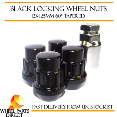 Black Wheel Nuts & Locks (12 4) 12x1.25 Bolts for Suzuki Ignis Sport [Mk2] 03-06 | UK