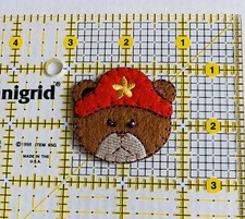 Cute Bear Patch Brown Teddy Bear Sew On New Red Hat Embroidered