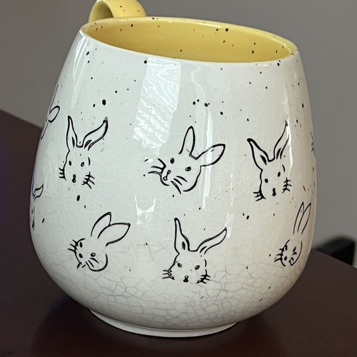 Meritage Speckled Bunnies Coffee Mug Yellow Bunny Rabbit Heads Animal Ceramic - Imagen 5 de 8