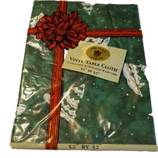 Vtg Tablecloth Flannel Tablecloth Sultan's Linens 52" X  52" Christmas New  A3
