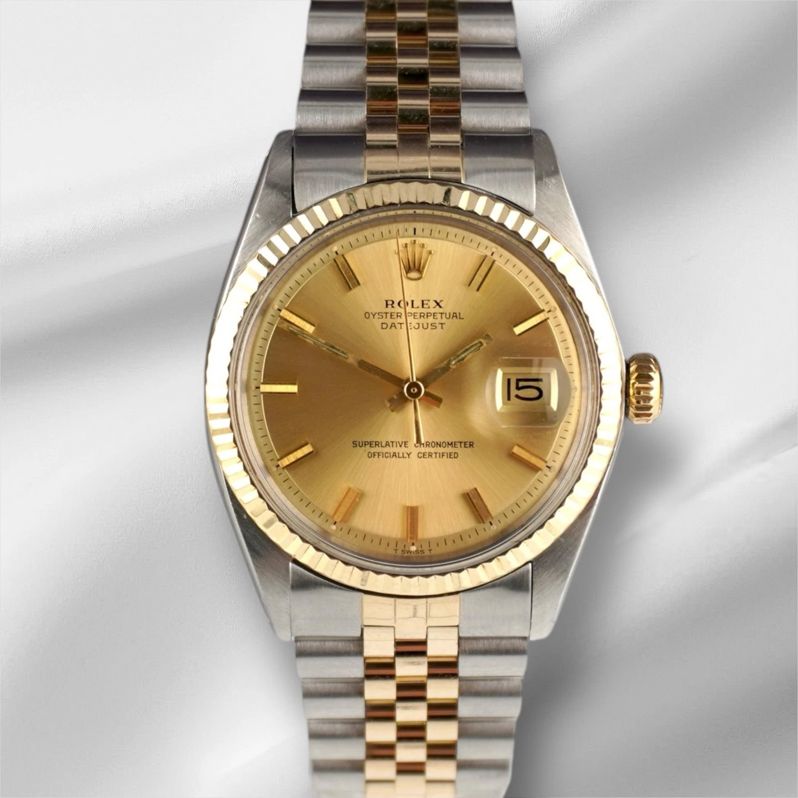 Rolex — Rolex 36mm Vintage Datejust Mens Yellow Gold/Steel Jubilee Gold Dial Watch 1601