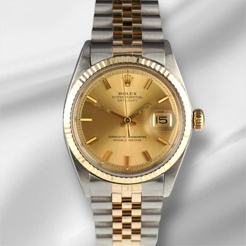 Rolex 36mm Vintage Datejust Mens Yellow Gold/Steel Jubilee Gold Dial Watch 1601