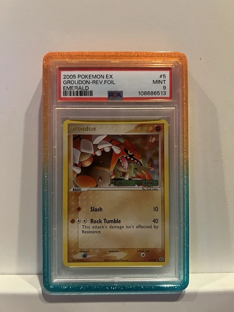 2005 POKEMON EX EMERALD #5 GROUDON-REVERSE HOLO PSA MINT 9