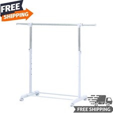 Adjustable Height Clothes Clothing Garment Rack with Wheels for Coats Shirts US