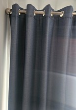 Dunhelm Blue lined Curtains Ring Top Eyelet textured weave quality fabric