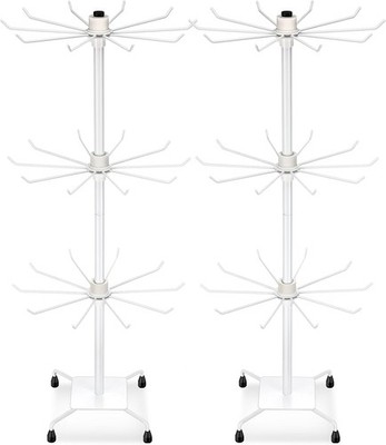 BBTO 2 Pcs Rotating Display Stand Jewelry Display Rack with Hooks Metal Earrings