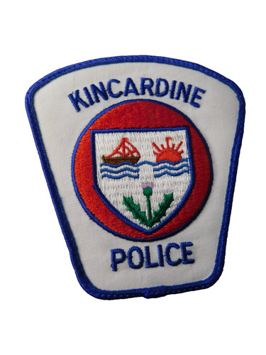 KINCARDINE POLICE SOUVENIR VINTAGE PATCH SHOULDER CREST ONTARIO CANADA BLUE