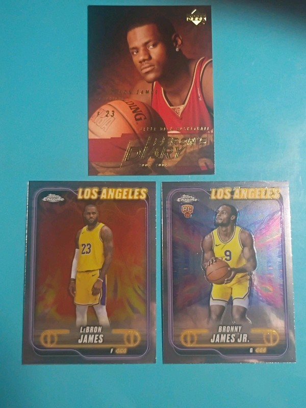 2003 LeBron James Diary RC,Topps Chrome Bronny James RC &2025 Chrome Base Lot.
