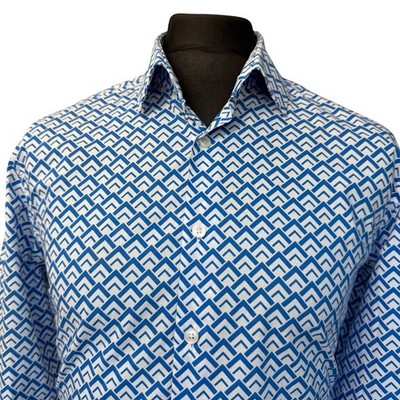 HAWES & CURTIS Hemd Herren LARGE (42'') Langarm blau-weiß Design