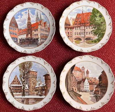 4 Rosenthal Hans Gründl Classic Rose Wandteller Nürnberg 1977-1980, 26cm Ø