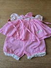 Vintage Cabbage Patch Kid 1980s pink gingham shoulder tie dress outfit