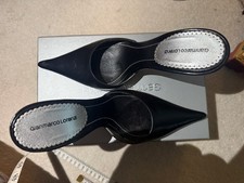 Gianmarco Lorenzi Black Leather Strapless Mule Heels (original box) - EU 38.5