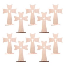 10Pcs Wooden Cross Ornaments for Crafts, Easter Decoration, Hanging Wooden Cr...