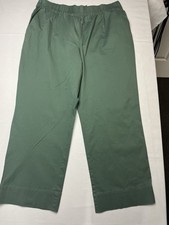 On34th Plus Size 1X Chino Ankle Pants Green Color Pull On With Pockets