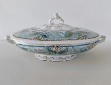 WOOD & SONS MARSEILLES ANTIQUE BLUE TRANSFERWARE OVAL VEGETABLE SERVING BOWL