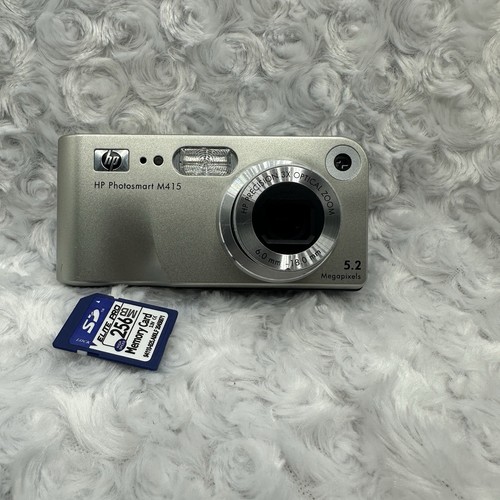 HP Photosmart M415 Digital Camera 5.2MP Silver Y2K W/SD Card Tested See Video