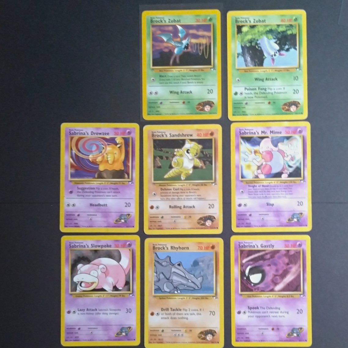 Pokemon TCG Gym Heroes/Challenge 8-Card Lot Brock's Zubat 24/132 + More