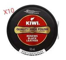 10 x KIWI Original Black Leather Renews Protects Shiny Shoe Polish 50g