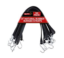 31" Natural Rubber Tarp Bungee Straps Crimped Hooks -50 Pack