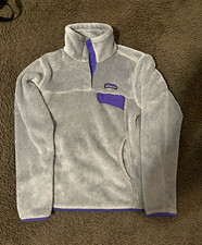 Patagonia Synchilla Snap-T Women s Gray/Purple Pullover Jacket w/ Pockets, S