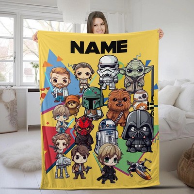 Customized Name Star Wars Characters  Star Fleece Blanket, Star Wars Bedding