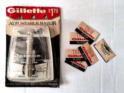 UNOPENED Vintage Gillette Slim Adjustable Safety Razor with Original Blades