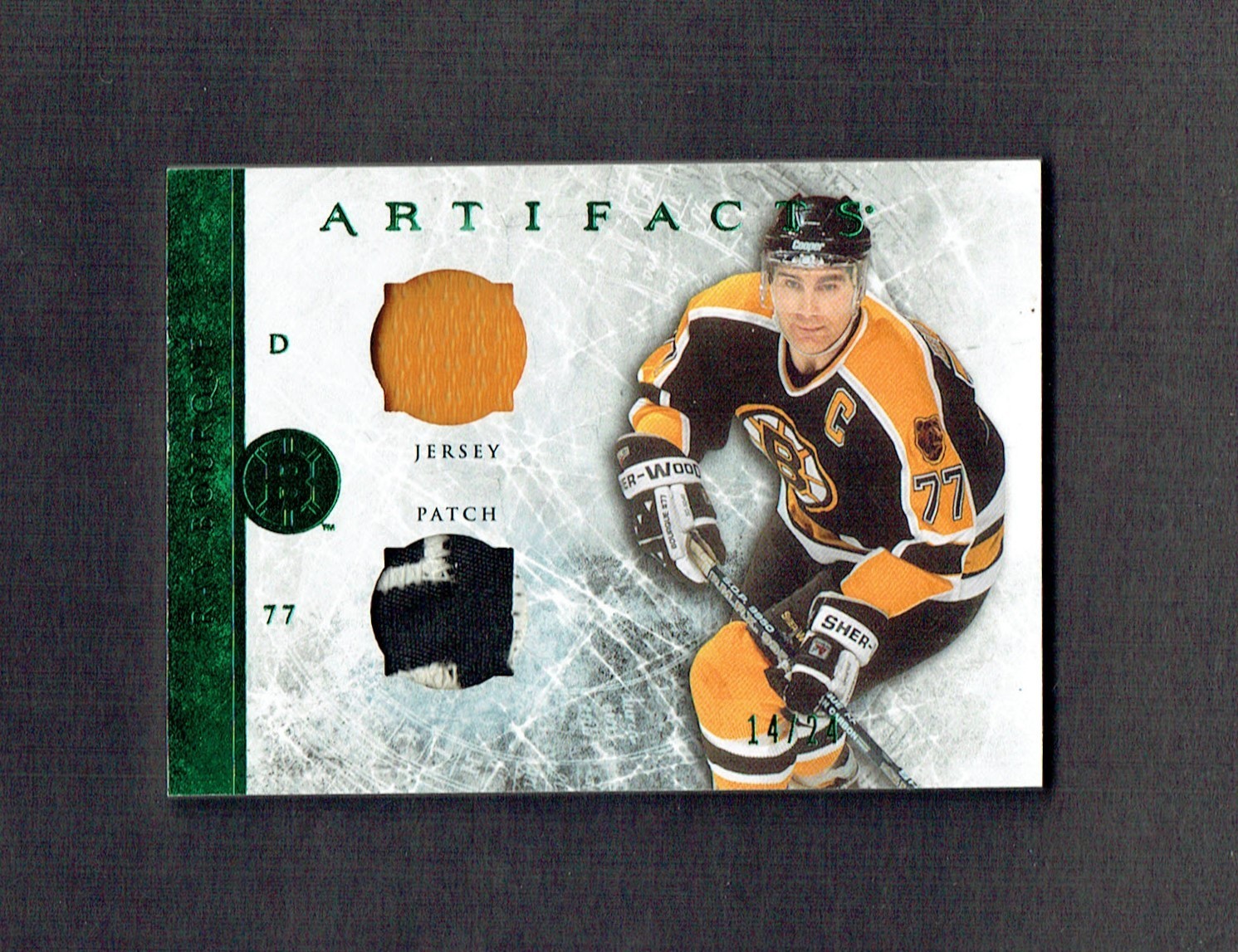 2012-13 Upper Deck Artifacts Emerald 3 Color Jersey Patch Ray Bourque #14/24