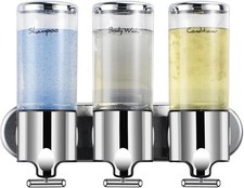 Shampoo and Conditioner Dispenser,Shower Soap Dispenser Transparent 3 Chamber