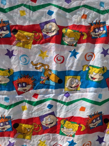 Vintage 1997 Nickelodeon Rugrats Twin Flat Bed Sheet Springs Tommy Angelica - Picture 4 of 9