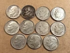 1960 - 1964 P & D Roosevelt Silver Dimes - 90% Silver - Circulated Lot (11)