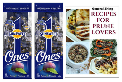 Individually Wrapped Pitted Prunes - 2 Packs & Prune Recipe Book | Two 6-Ounce P