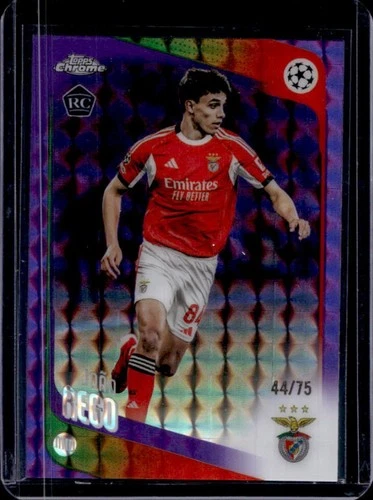 2025-26 Topps Chrome UEFA Joao Rego RC Purple Geometric Refractor #/75 Benfica