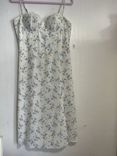 windsor  White And Blue Floral Midi Dress Size  L  Pre-owned