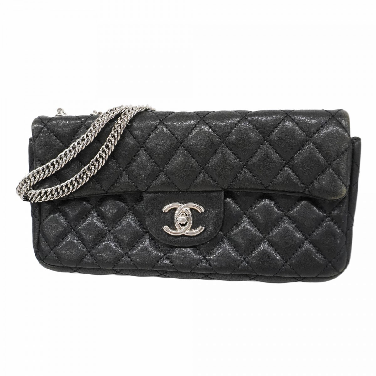 Chanel Matelasse Lambskin Shoulder Bag with Silver Chain Hardware 374991